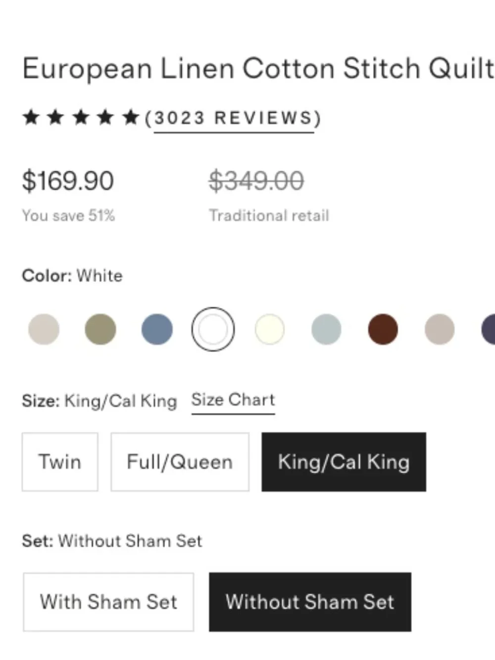 🤍 NWOT Quince European Linen Cotton Stitch Quilt King/Cal King White NWOT (2)